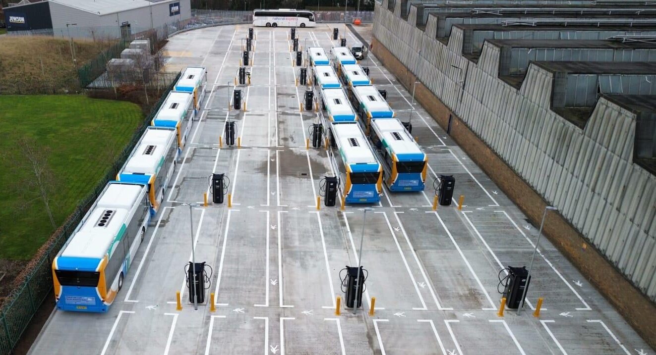 See how the electric bus infrastructure for Stagecoach’s Chesterfield depot was built – featuring 27 dual DC 120kW chargers.